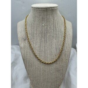 Vintage Monet Gold Tone Twisted Rope Chain Necklace Signed Fashion Jewelry